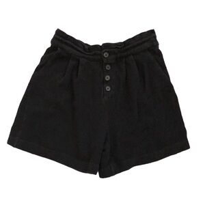 Madewell Womens Knit Paperbag Shorts Sz M Black Button Fly 100% Cotton Comfy